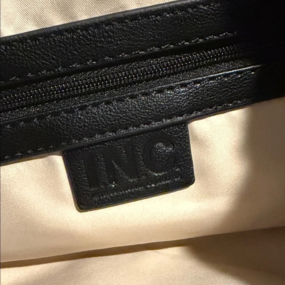 INC International Concepts Black Shoulder Bag with Gold Rings